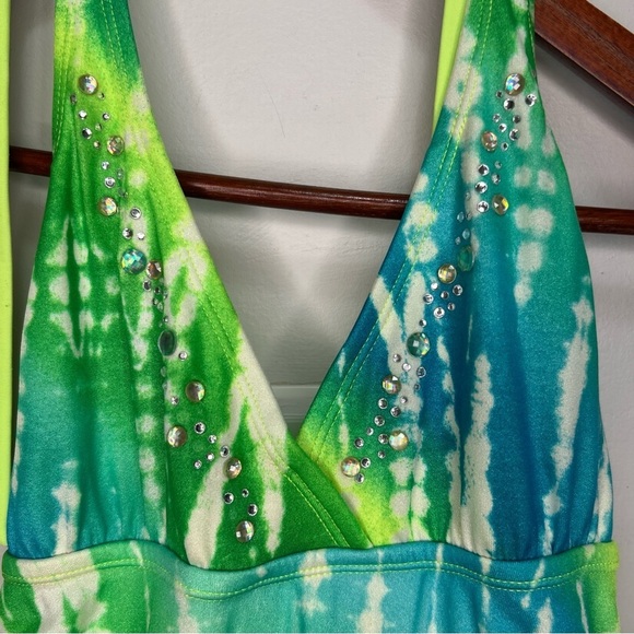 Justice One Piece Halter Top Tie Dye Bathing Suit Size 16 - Picture 5 of 6